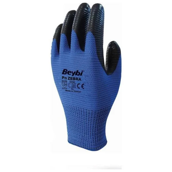 Beybi Pn3 Zebra Polyester Örme Nitril 10 Numara İş Eldiveni - Görsel 2
