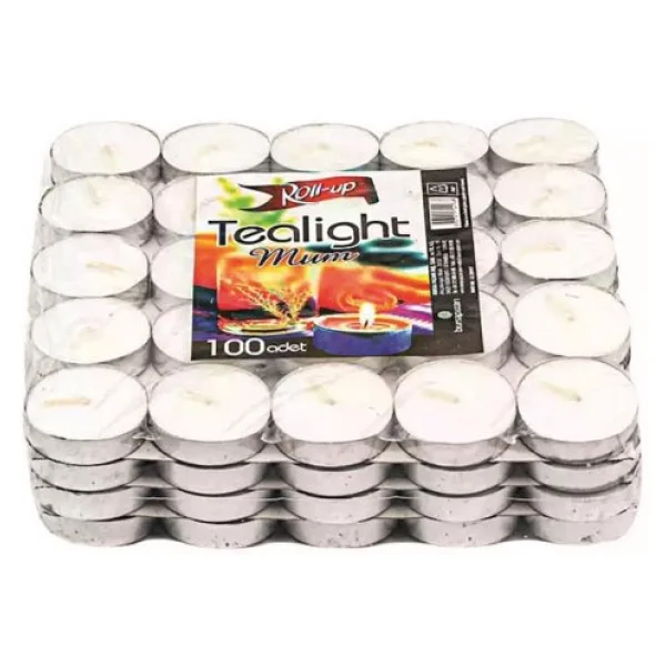 100 Adet Beyaz Mum Tealıght - Görsel 3