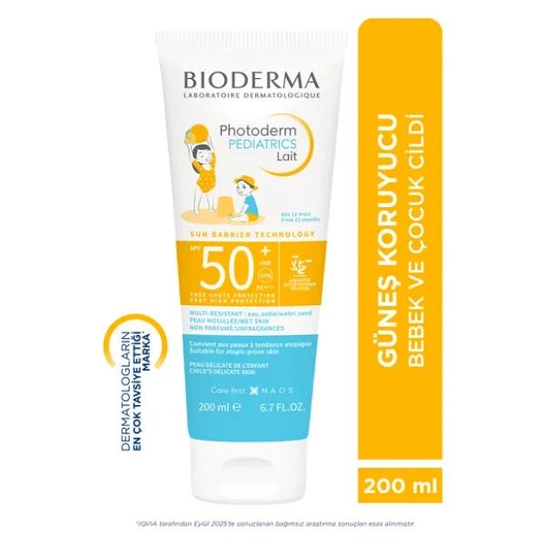 Bioderma Photoderm Pediatrics Lait 200 Ml 50 Faktör Bebek Ve Çocuk Güneş Kremi - Görsel 5