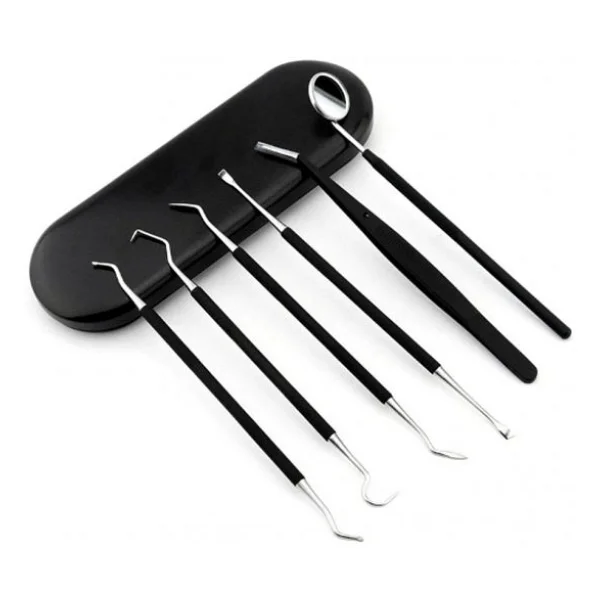 Valkyrie 6 Parça Paslanmaz Çelik Metal Kutulu Diş Tartar Temizleme Dental Ağız Bakım Seti Siyah Kutu - Görsel 3