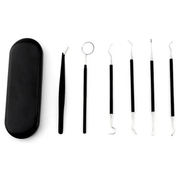 Valkyrie 6 Parça Paslanmaz Çelik Metal Kutulu Diş Tartar Temizleme Dental Ağız Bakım Seti Siyah Kutu - Görsel 6