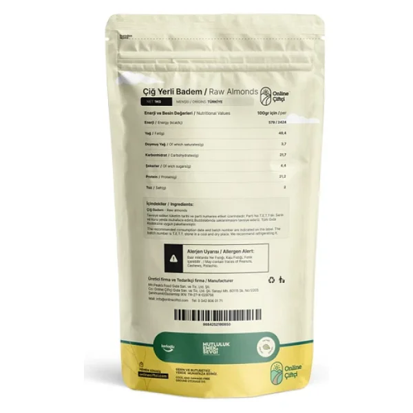 Online Çiftçi Çiğ Yerli Badem 1 Kg - Görsel 2
