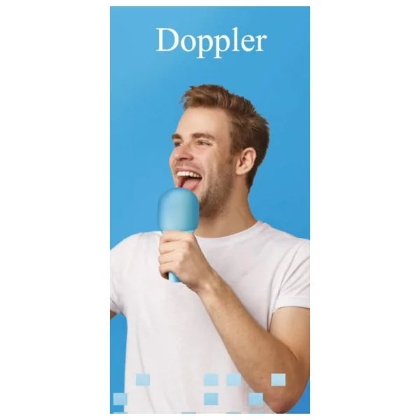 Doppler Rainbow Mavi Karaoke Mikrofonu Ledli Ses Değiştirme Özellikli Işıklı Yeni - Görsel 5