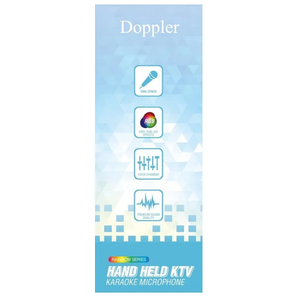Doppler Rainbow Mavi Karaoke Mikrofonu Ledli Ses Değiştirme Özellikli Işıklı Yeni - Görsel 6