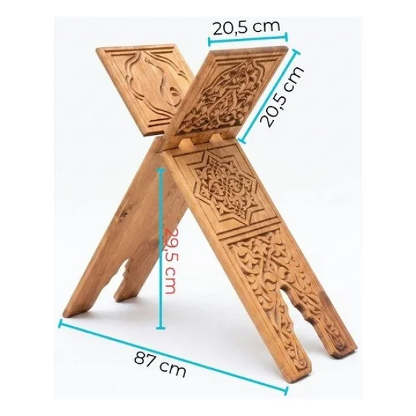 Ahşap Rahle Oymalı - Battal - 75cm Oymalı Ahşap Rahle - Görsel 2