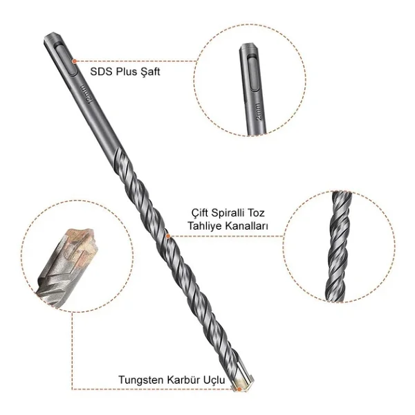 Cat Da03901 10 Parça Tungsten Karbür Sds-Plus Beton Matkap Uç Seti - Görsel 7