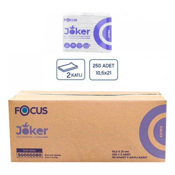 Focus Extra Joker V Katlı 30x250 Yaprak Kağıt Peçete - Görsel 2