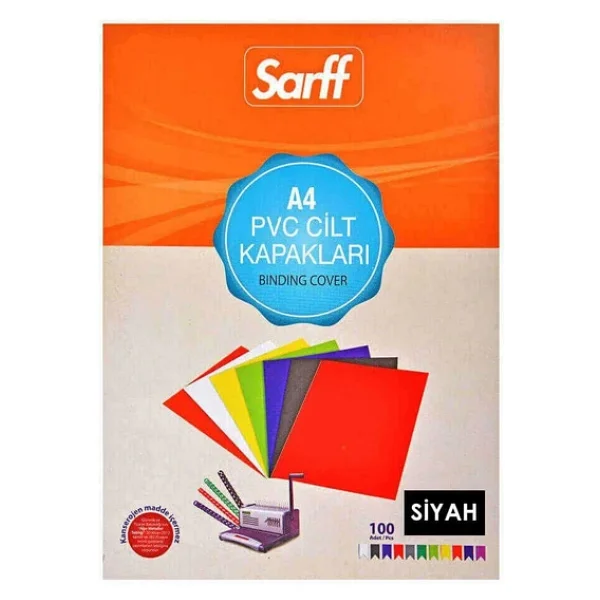 Sarff Cilt Kapağı A4 160 Micron Pvc Opak Siyah 100'lü - Görsel 4
