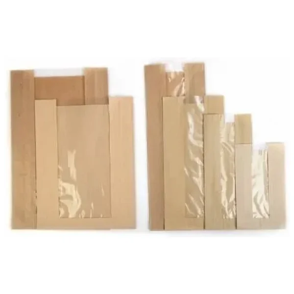 Çizgili Pencereli Şamua Baskısız Kese Kağıdı 12x20 Cm 5 Kg - Görsel 3