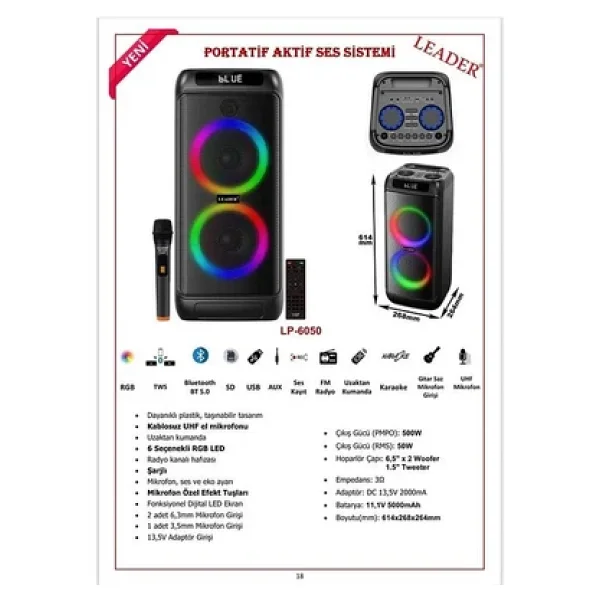 Leader Lp6050 RGB Bluetooth Hoparlör - Görsel 6