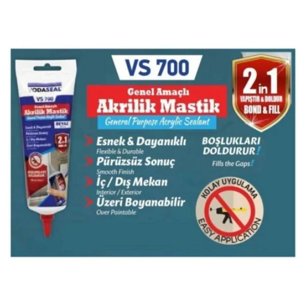 Vodaseal Vs-700 400 Gr Genel Amaçlı Esnek Boyanabilir Akrilik Mastik - Görsel 6