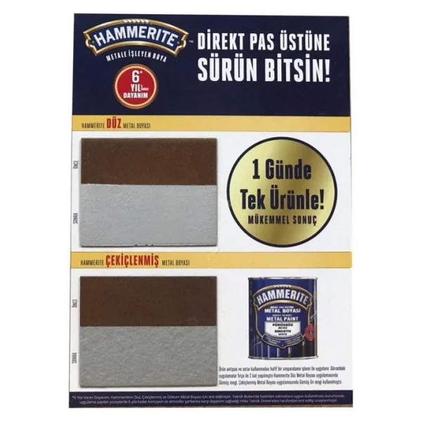 Hammerite Direkt Pas Üstü Pürüzsüz 2.5 Lt Metal Boyası - Görsel 4