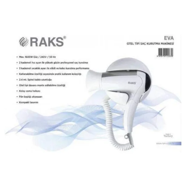 Raks Eva 1600 W Otel Tipi Saç Kurutma Makinesi - Görsel 3