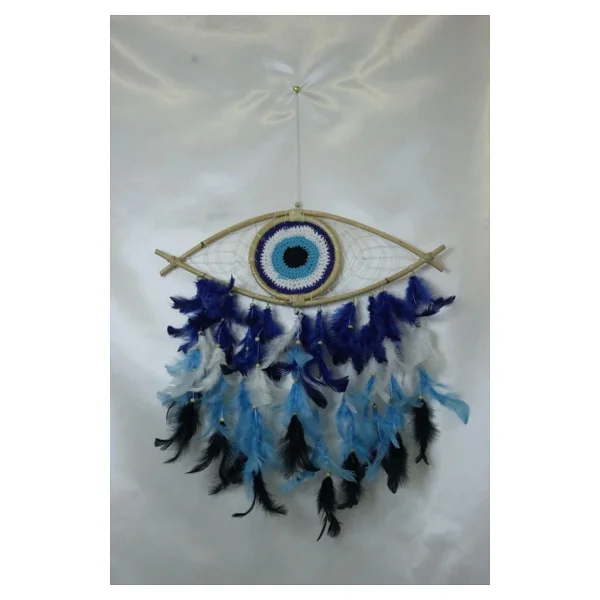 Mavi Nazar Boncuğu Tasarımlı Dream Catcher Düş Kapanı - Görsel 6