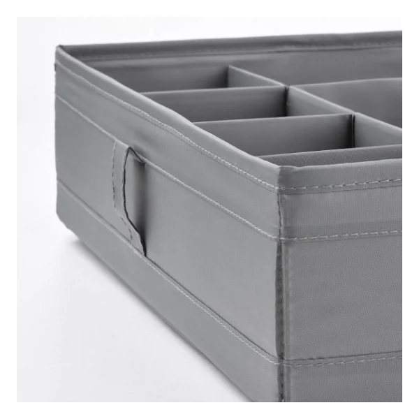 Ikea Bölmeli Kutu Gardırop Içi Düzenleyici 44x34x11 Cm Dolap Içi Düzenleme Kutu Koyu Gri Polyester - Görsel 6