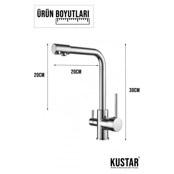 Kustar 3 Yollu Arıtma Çıkışlı Mutfak Bataryası - Görsel 3