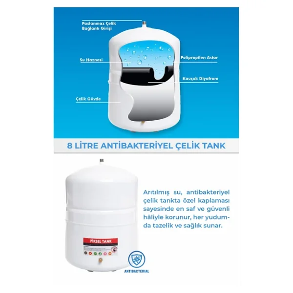 Piksel Aqua 12 Aşamalı Master Membranlı Pompalı Alkali Mineralli Su Arıtma Cihazı - Görsel 4