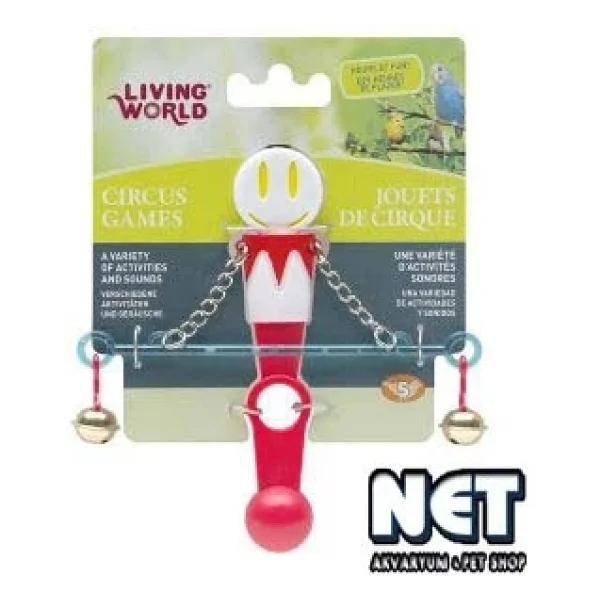 Living World Kırmızı-Beyaz Zilli Denge Çubuğu Kuş Oyuncağı - Görsel 3