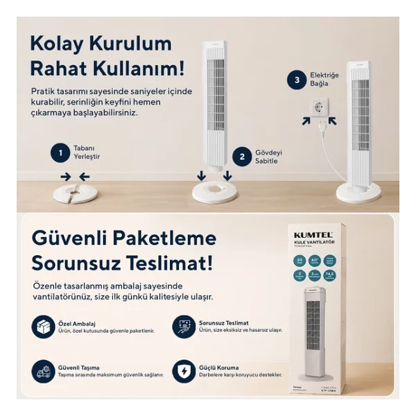 Kumtel Ktf-258w Kule Tipi Vantilatör - Görsel 7