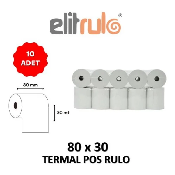 Elitrulo Termal Pos Rulo 80mm X 30mt - 10 Adet - Görsel 3