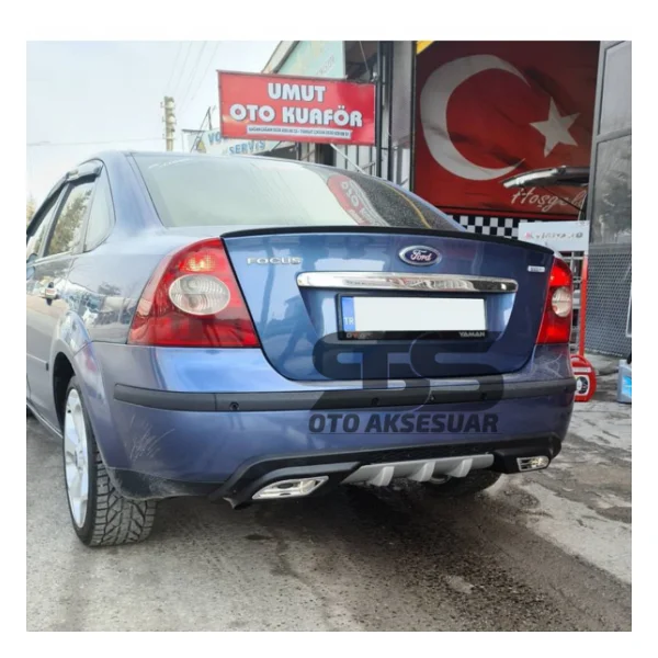 Ford Focus 2 Difüzör Arka Tampon Eki 2 Egzoz Çıkışlı Gri - Görsel 2