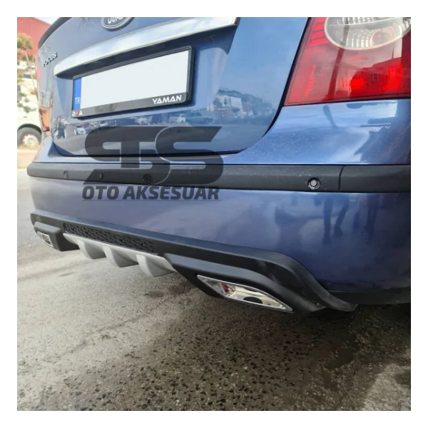 Ford Focus 2 Difüzör Arka Tampon Eki 2 Egzoz Çıkışlı Gri - Görsel 3