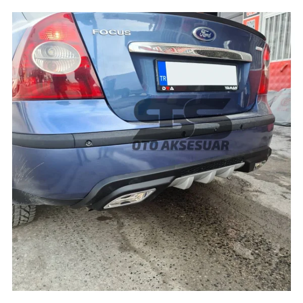 Ford Focus 2 Difüzör Arka Tampon Eki 2 Egzoz Çıkışlı Gri - Görsel 4