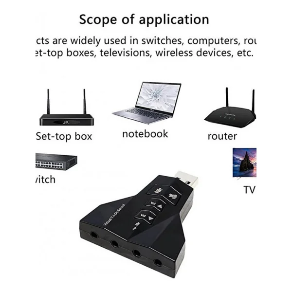 Wozlo 7.1 USB Ses Kartı USB Sound Kart Virtual 3d Çevirici - Görsel 3