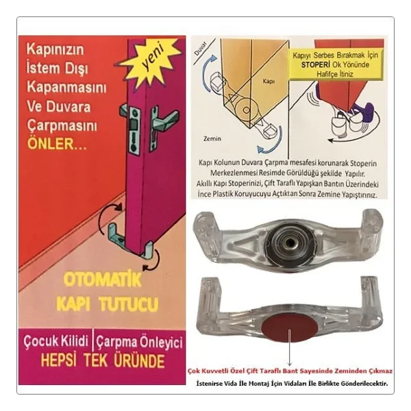 6 Adet Akıllı Kapı Stoperi Tamponu Kapı Durdurucu Yapışkanlı - Görsel 2