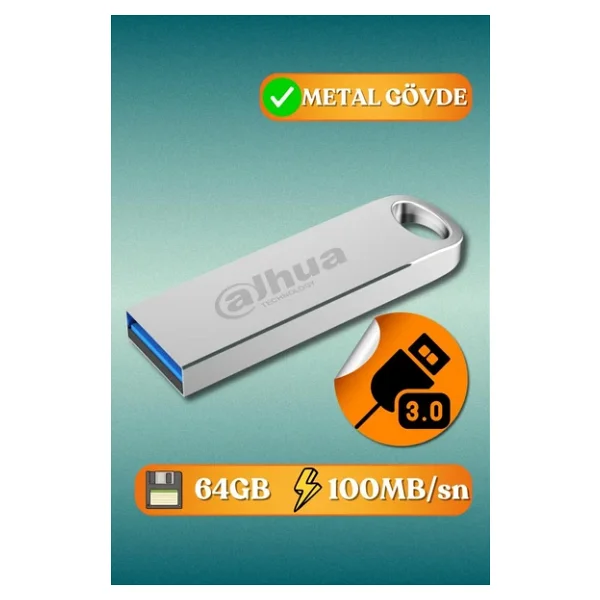 DAHUA 64gb Metal Usb3.2 Flash Usb Bellek U106 Gri