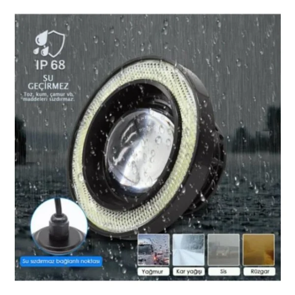 Angel Sis Farı 89mm Beyaz Üniversal Mercekli Sis - Görsel 2