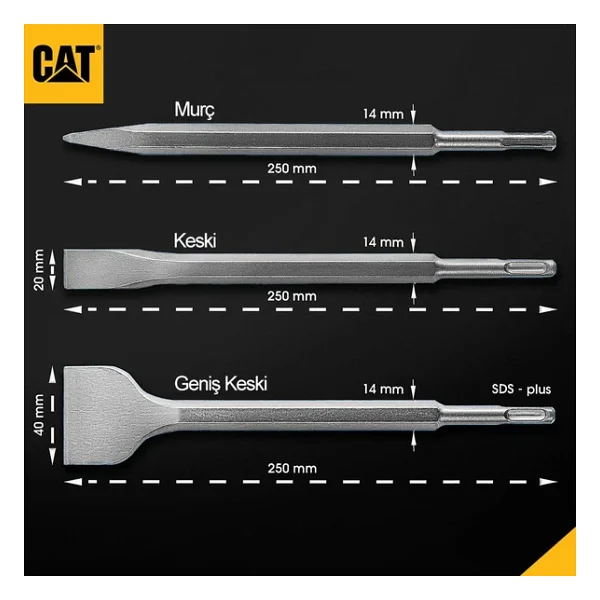 Cat Da03903 Sds Plus 3 Parça Profesyonel Murç/Keski Kırıcı Uç Seti - Görsel 5
