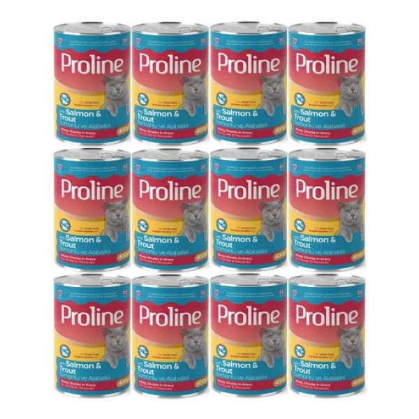 Proline Somonlu ve Alabalıklı 400 gr 12'li Yetişkin Konserve Kedi Maması - Görsel 4