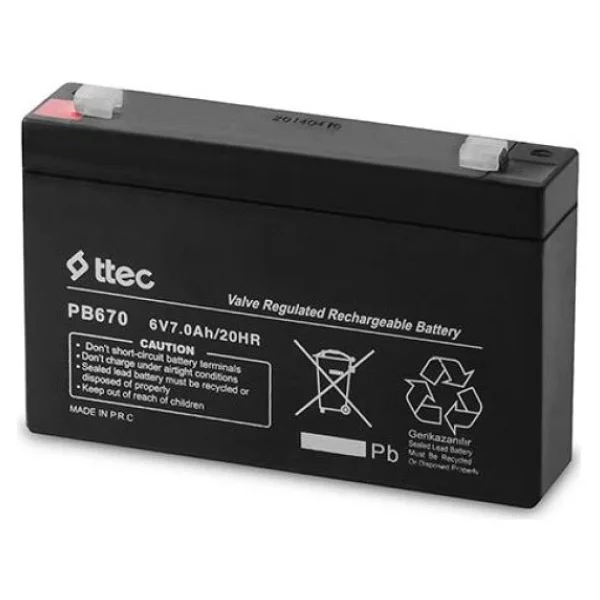 Ttec 6v 7ah Bakımsız Kuru Akü - Görsel 3
