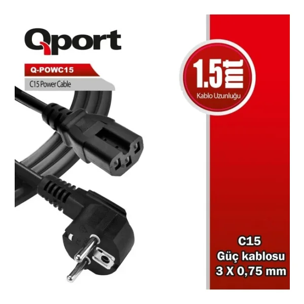 Qport Q-Powc15 1.5 M Güç Kablosu - Görsel 6