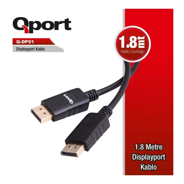 Qport Q-Dp01 1.8 M Displayport Kablo - Görsel 5