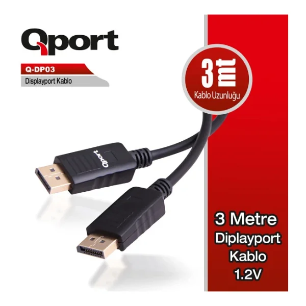 Qport Q-Dp03 3 M Displayport Kablo - Görsel 4