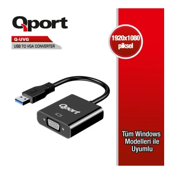 Qport Q-Uvg USB 3.0 To Vga Dönüştürücü - Görsel 4