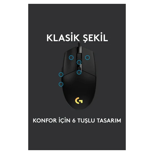 Logitech G102 910-005823 Siyah Lightsync Optik Kablolu Oyuncu Mouse - Görsel 5