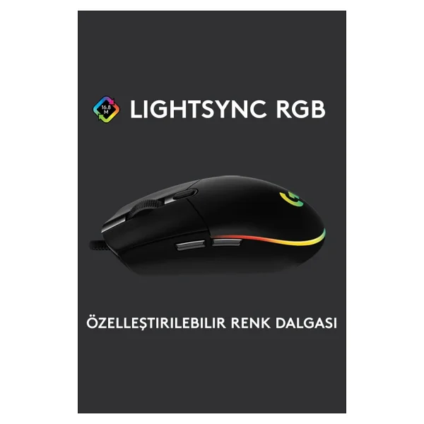 Logitech G102 910-005823 Siyah Lightsync Optik Kablolu Oyuncu Mouse - Görsel 6