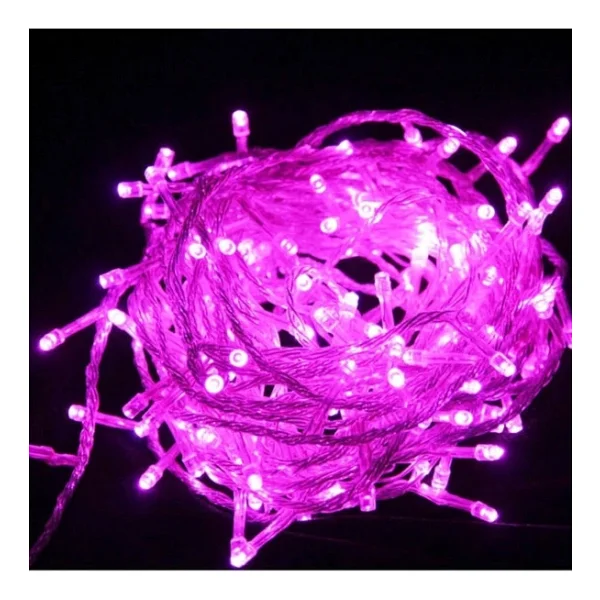 Pembe Yılbaşı Ağacı Işığı 10 Metre Pembe LED Işık 100 LED Lambalı Fişli Noel Işığı Yılbaşı Işığı - Görsel 3