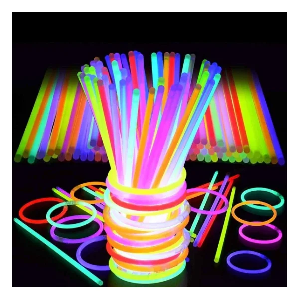 1.Kalite 100 Adet Glow Stick Işıklı Fosfor Çubuk Işıklı Bileklik Işıklı Kolye Işıklı Çubuk Neon Işık - Görsel 2