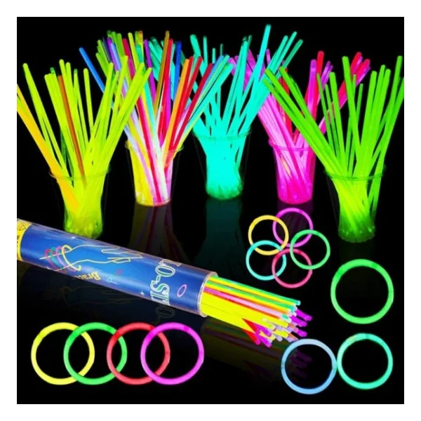 1.Kalite 100 Adet Glow Stick Işıklı Fosfor Çubuk Işıklı Bileklik Işıklı Kolye Işıklı Çubuk Neon Işık - Görsel 5