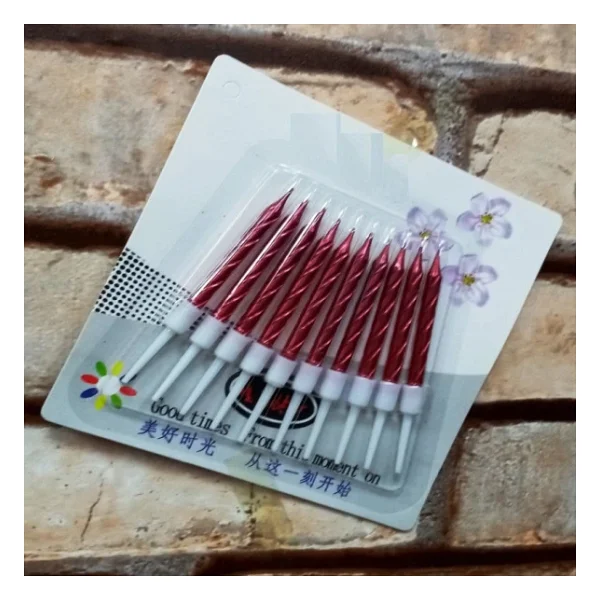 Vıp Kalite Burgulu Kırmızı Pasta Mumu Kırmızı Doğum Günü Mumu 10 Adet Kırmızı Mum Decor Red Bırthday Candle - Görsel 3