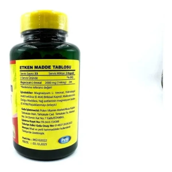 Vitapol Magnezyum L-Treonat 100 Vegan Kapsül - Görsel 2