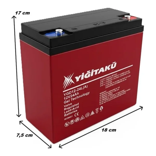 Yiğit Akü 12 V 24 Ah Jel Elektrikli Motosiklet Aküsü (5 Adet) - Görsel 3