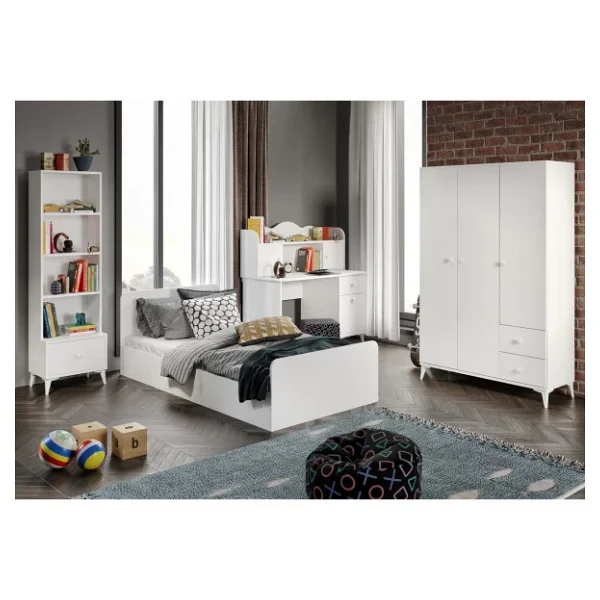 Kznmob Home Akasya Modern Genç Odası Takımı Beyaz - 4 Parçalı Ve Tamamı 1. Kalite Mdf - Görsel 3