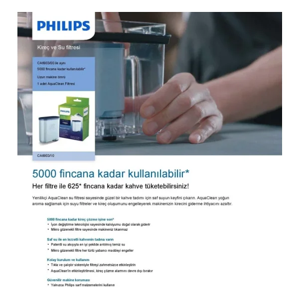 Philips Saeco Aquaclean Ca6903/00 Kireç Ve Su Filtresi - Görsel 2