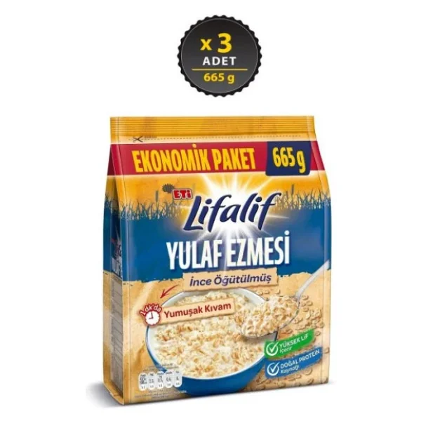 Eti Lifalif İnce Öğütülmüş Yulaf Ezmesi 665 Gr 3'lü - Görsel 4