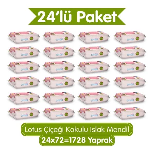 Paddlers Lotus Çiçeği Kokulu 72 Yaprak 24'lü Paket Islak Mendil - Görsel 3
